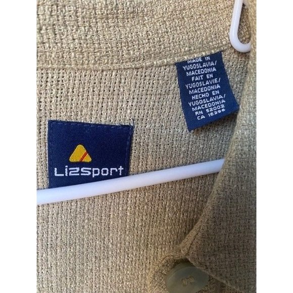 Lizsport Tan Long Length Oversized Button Down Linen Blend Long Sleeve - Size M - Picture 4 of 6